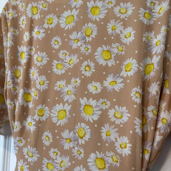 Lulus Castana Nude Floral Print Button-Up Dress Size XL Summer Dainty Mini - Picture 9 of 11